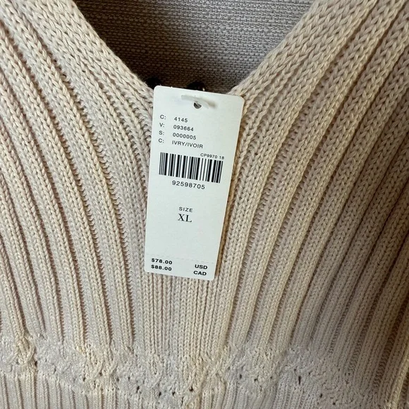 Anthropologie Open Waters Knit Sleeveless  100% Cotton Romper, Cream, XL NWT - Picture 5 of 7